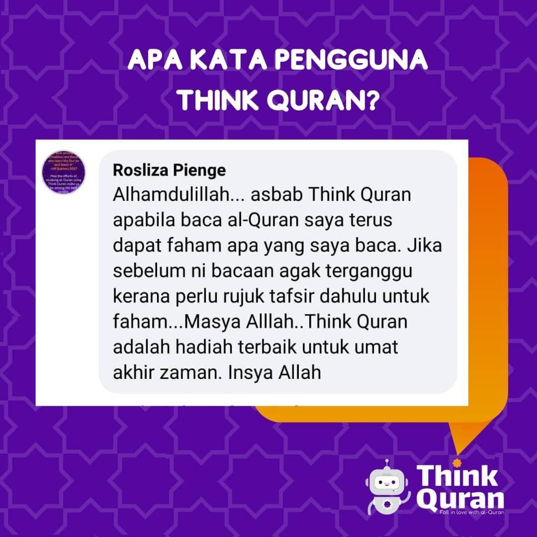 Pengalaman pengguna Rosliza Pienge bersama ThinkQuran